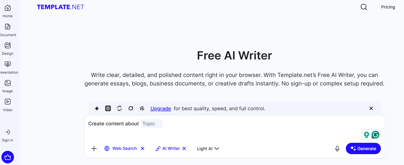 Template.net AI Writer