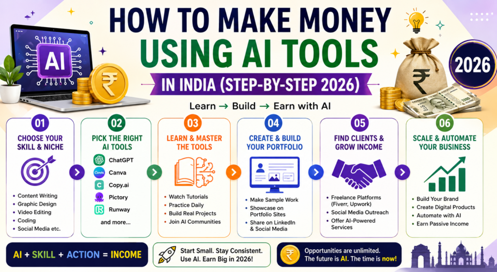 How to Make Money Using AI Tools in India (Step-by-Step 2026)